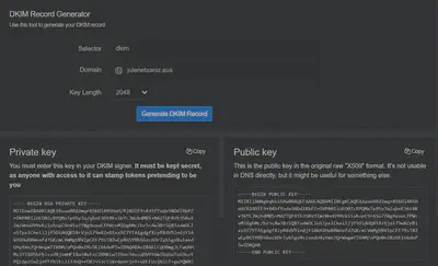 DKIM Record Generator