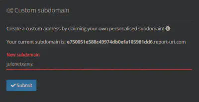 Report URI Custom Subdomain