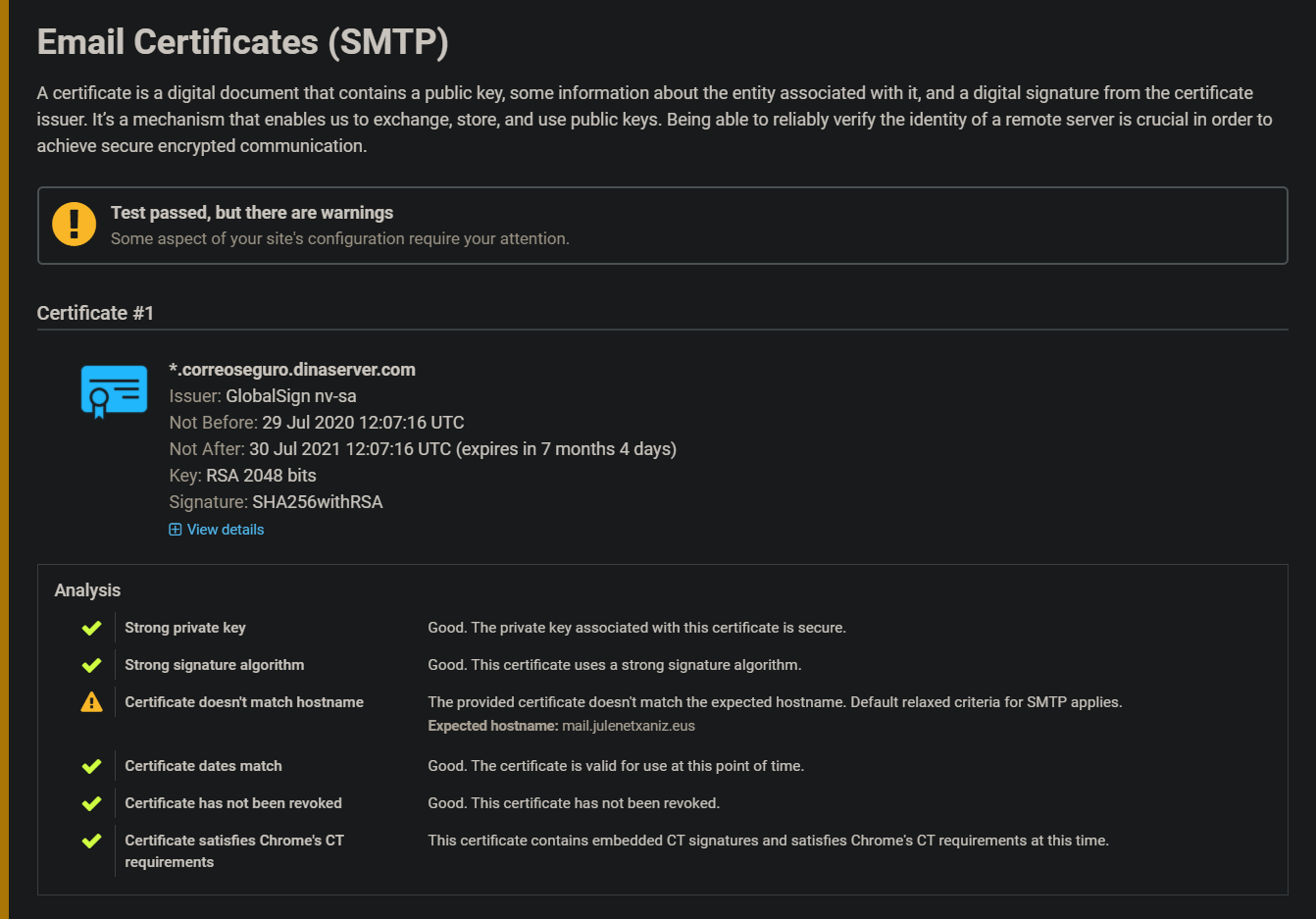 Email Certificates (SMTP)