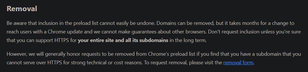 HSTS Preload Removal