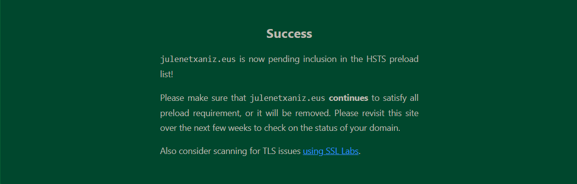 HSTS Preload Success